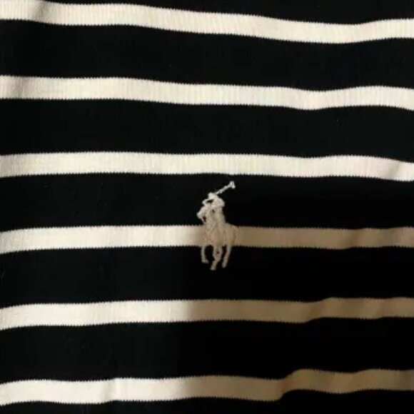 Black And White Striped Ralph Lauren Polo Long-Sleeve - Picture 3 of 3